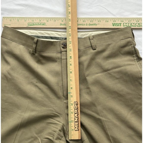 LL Bean Classic Fit Washable Year Round 100% Wool Pants Men Size 34 W Khaki Tan - Picture 8 of 11